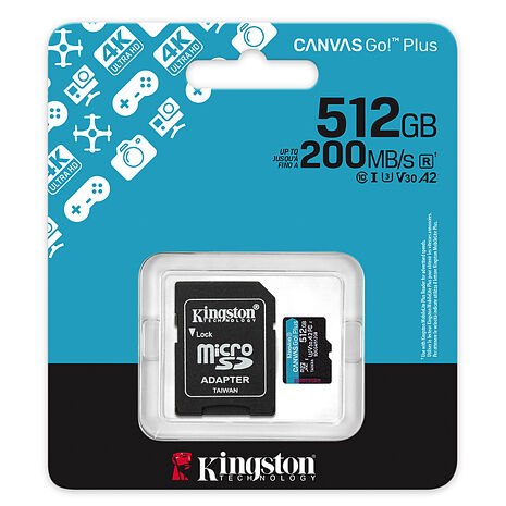 Kingston 金士頓Canvas Go Plus 200MB/s 512GB MicroSD 記憶卡 (SDCG4/512GB)
