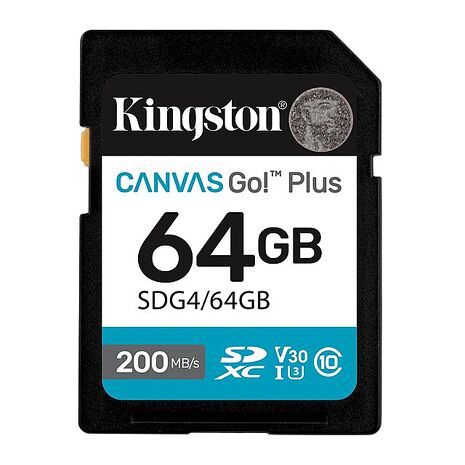 Kingston 金士頓Canvas Go Plus 200MB/s 64GB SD 記憶卡 (SDG4/64GB)