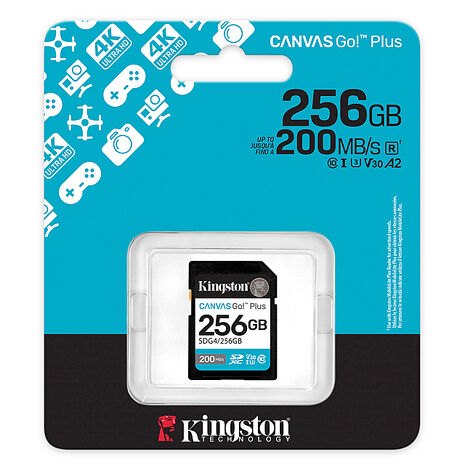Kingston 金士頓Canvas Go Plus 200MB/s 256GB SD 記憶卡 (SDG4/256GB)