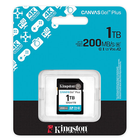 Kingston 金士頓Canvas Go Plus 200MB/s 1TB SD 記憶卡 (SDG4/1TB)