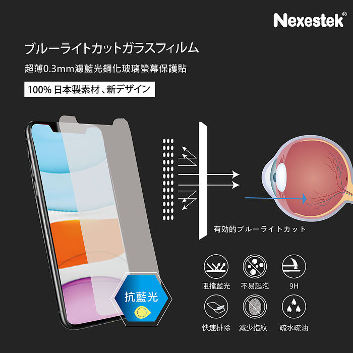 Nexestek iPhone 11/11 Pro 9H濾藍光螢幕玻璃保護貼 0.3mm (非滿版)