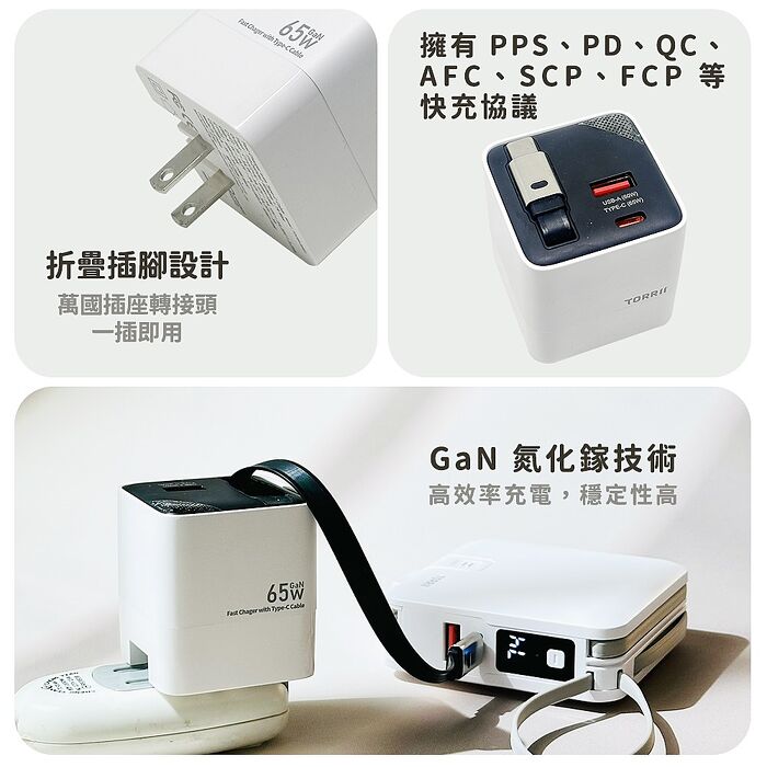 TORRII CUTi-65W GaN氮化鎵快充充電器