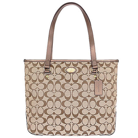 coach 经典c-logo饰马鞍扣环托特包-粉白 的价格比较结果