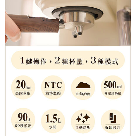 富力森FURIMORI 半自動義式奶泡咖啡機FU-CM855