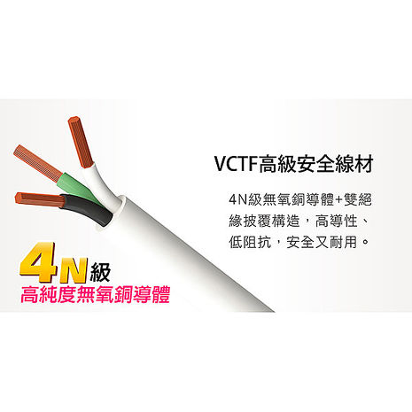 Tyson太順電業 TS-316AS 3孔1切6座延長線(拉環扁插)-1.8米