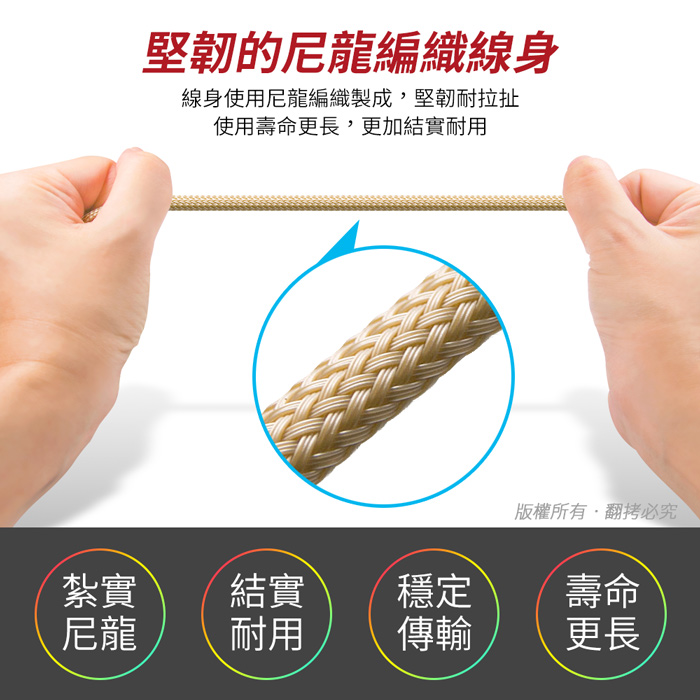 Apple 8Pin 自動收納尼龍編織2.1A快充扁線(1M)