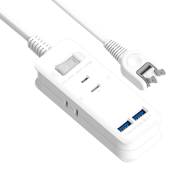 Tyson太順電業 2孔1切3座+雙USB充電延長線(轉向平貼插座)-1.8M
