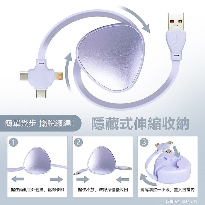 aibo 三角伸縮隱藏支架+三合一快充線(1.1M)
