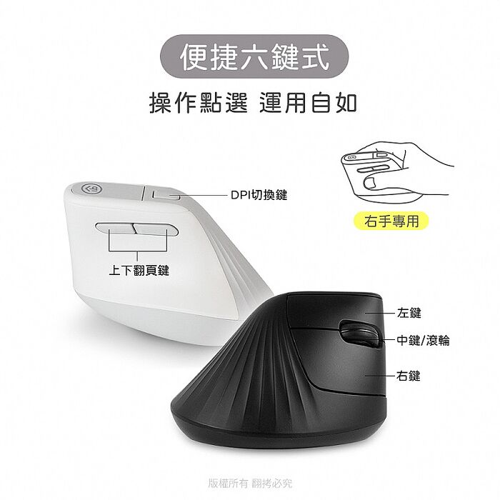 aibo 2.4G無線 人體工學直立式靜音滑鼠(USB/Type-C雙介面)