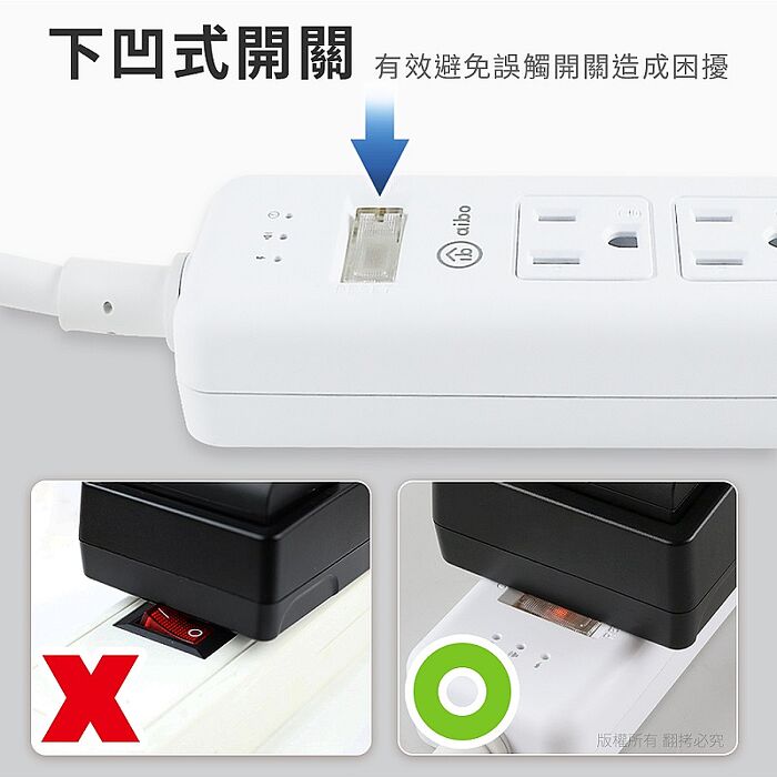 aibo GaN氮化鎵 1開4插PD25W智慧過載警示斷電 延長線/扁插-1.8米(過載警示蜂鳴器)