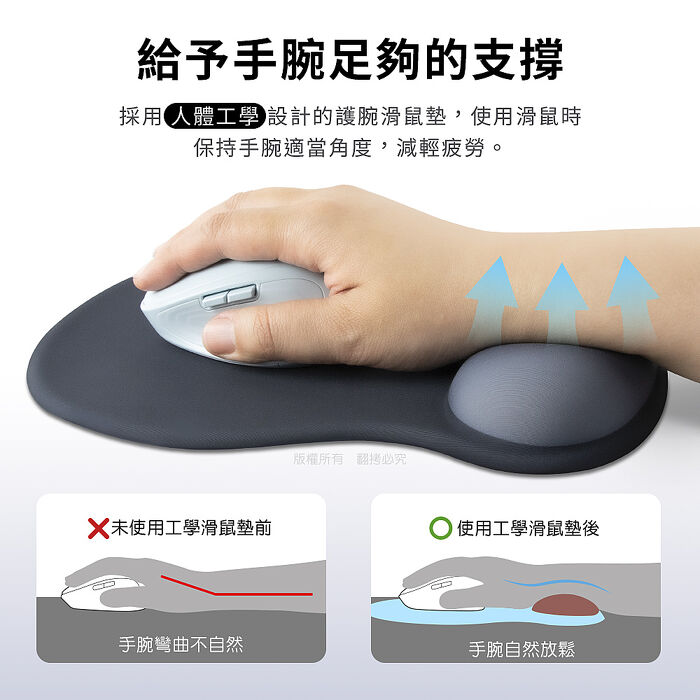 aibo 人體工學 貼合設計 舒壓護腕滑鼠墊