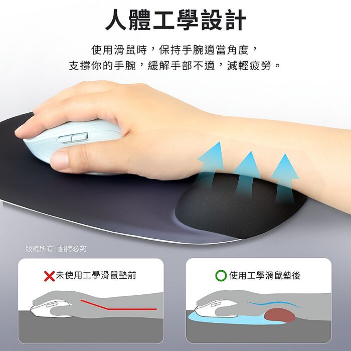 aibo 人體工學 曲線貼合設計 舒壓滑鼠墊