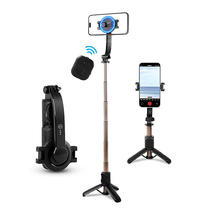 aibo 迷你磁吸夾式兩用 鋁合金藍牙自拍桿三腳架