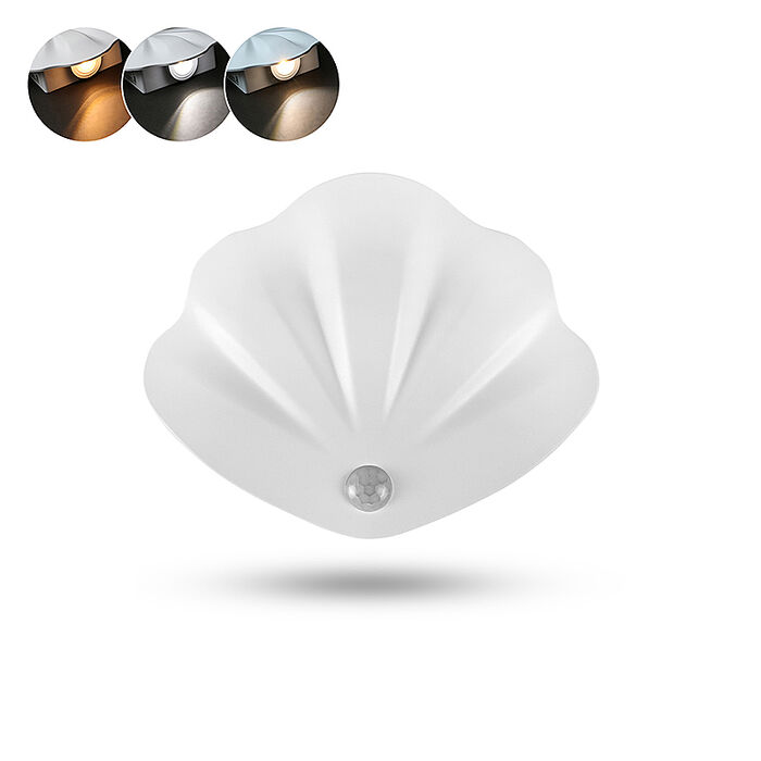 aibo 貝殼充電磁吸LED三色光感應燈/壁燈(25光棍)