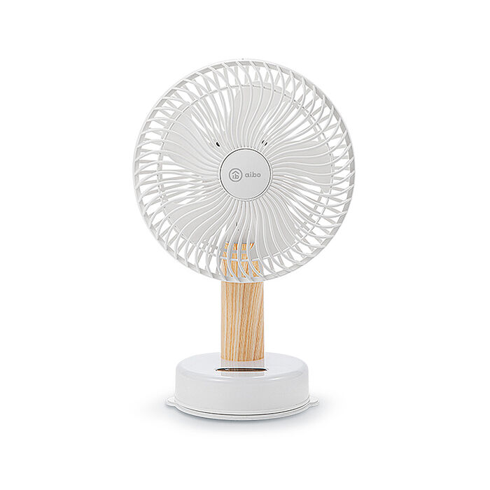 aibo 桌/夾/掛三用 LED夜燈 無線自動旋轉充電風扇