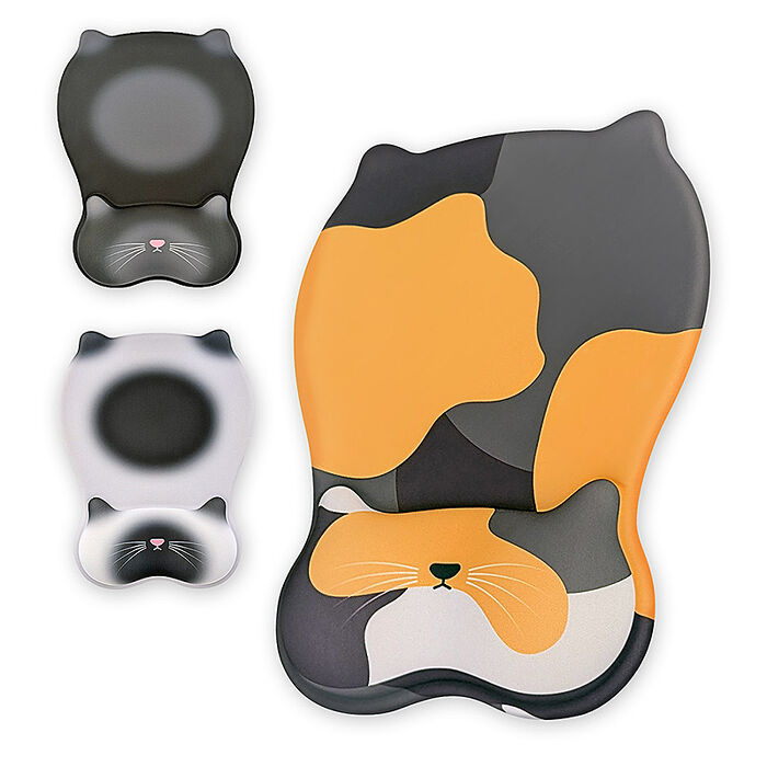 aibo 貓咪造型 人體工學貼合設計 舒壓護腕滑鼠墊