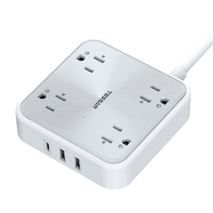 TESSAN 1開4插3P 2A1C充電延長線-1.8米