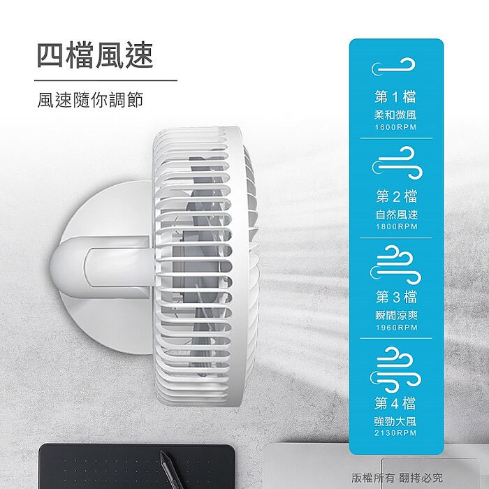 aibo 6吋自動擺頭 靜音大風量USB風扇(可定時)