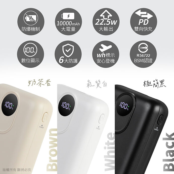 aibo 台灣製 防爆SSSB半固態10000mAh行動電源(螢幕電量顯示/具Wh標示)