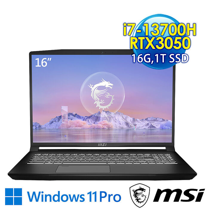 msi微星Creator M16 B13UDX-628TW 16吋創作者筆電(i7-13700H/16G/1T