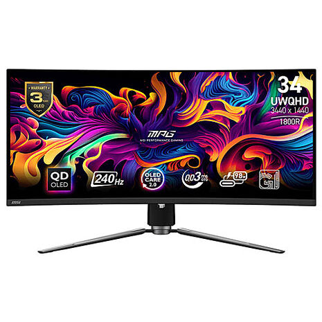 msi微星 MPG 341CQPX QD-OLED 34.18吋 曲面電競螢幕 (34.18"/3440x1440/21:9/240Hz/曲面)