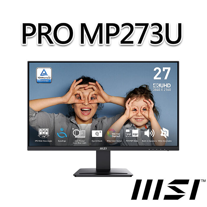 msi微星 PRO MP273U 27吋 螢幕 (27"/3840x2160/16:9/60Hz/喇叭)