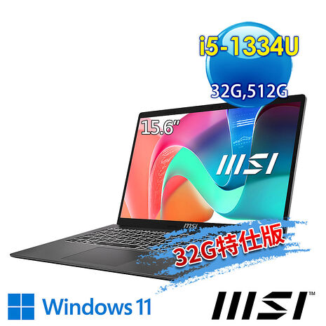 【記憶體升級特仕版】msi微星 Modern 15 F13MG-289TW 15.6吋 商務筆電(i5-1334U/32G/512G SSD/Win11/鉑光灰-32G特仕版)