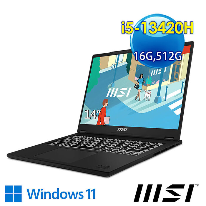 msi微星 Modern 14 H D13MG-267TW 14吋 商務筆電(i5-13420H/16G/512G SSD/Win11/黑色)
