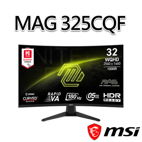 msi微星 MAG 325CQF 31.5吋 曲面電競螢幕(31.5"/2560x1440/16:9/180Hz/曲面)