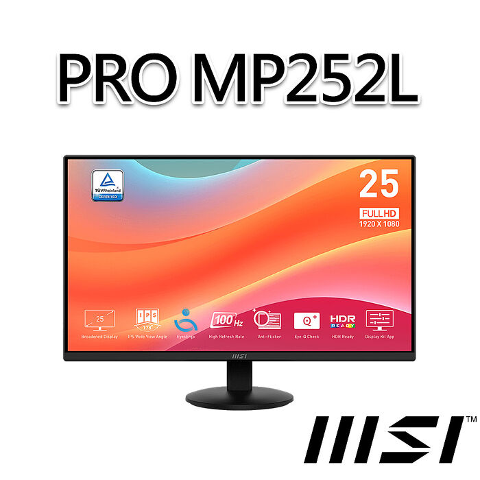 msi微星 PRO MP252L 24.5吋 螢幕(24.5"/1920x1080/16:9/100Hz)
