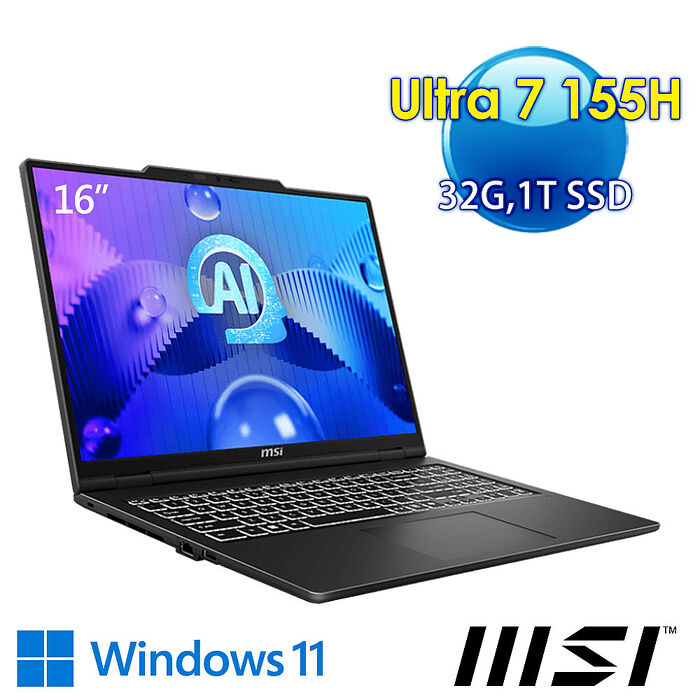 msi微星 Venture 16 AI A1MG-025TW 16吋 商務筆電(Ultra 7 155H/32G/1T SSD/Win11)