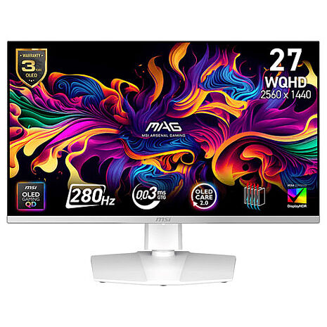 msi微星 MAG 272QPW QD-OLED X28 26.5吋 白色 電競螢幕(26.5"/2560x1440/16:9/280Hz/QD-OLED/白色)