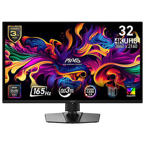 msi微星 MAG 322UP QD-OLED E16 31.5吋 電競螢幕(31.5"/3840x2160/16:9/165Hz/QD-OLED)