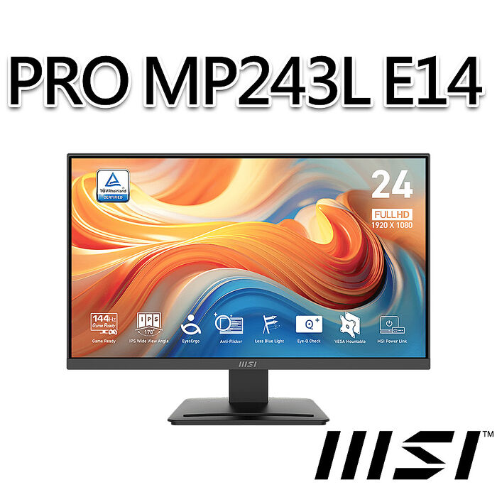 msi微星 PRO MP243L E14 23.8吋 螢幕(23.8"/1920x1080/16:9/144Hz/IPS)