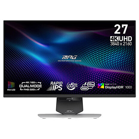 msi微星 MPG 274URDFW E16M 27吋 白色 平面電競螢幕(27"/3840x2160/16:9/160Hz/IPS/白色)