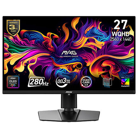 msi微星 MAG 271QP QD-OLED X28 26.5吋 平面電競螢幕(26.5"/2560x1440/16:9/280Hz/QD-OLED)