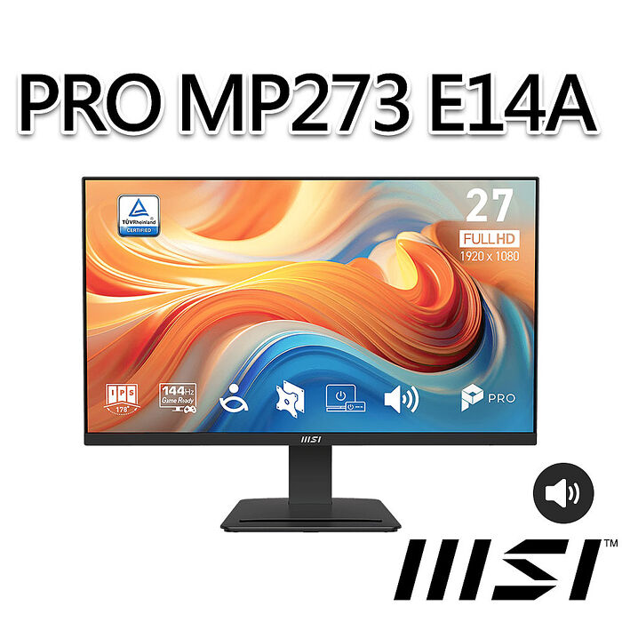msi微星 PRO MP273 E14A 27吋 平面螢幕(27"/1920x1080/16:9/144Hz/IPS/喇叭)