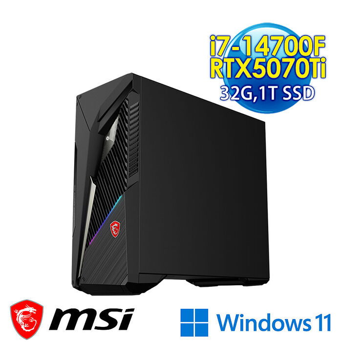 msi微星 Infinite S3 14NVR7-3207TW RTX5070Ti 電競桌機(i7-14700F/32G/1T SSD/RTX5070Ti-16G/Win11)