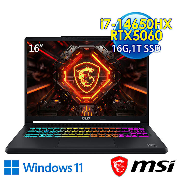msi微星 Crosshair 16 HX E14WFK-013TW 16吋 電競筆電 (i7-14650HX/16G/1T SSD/RTX5060-8G/Win11)