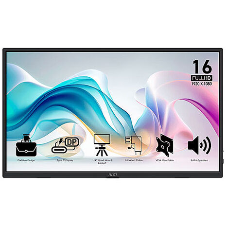 msi微星 PRO MP165 E6 15.6吋 可攜式 平面螢幕(15.6"/1920x1080/16:9/60Hz/IPS/喇叭/攜帶型螢幕)