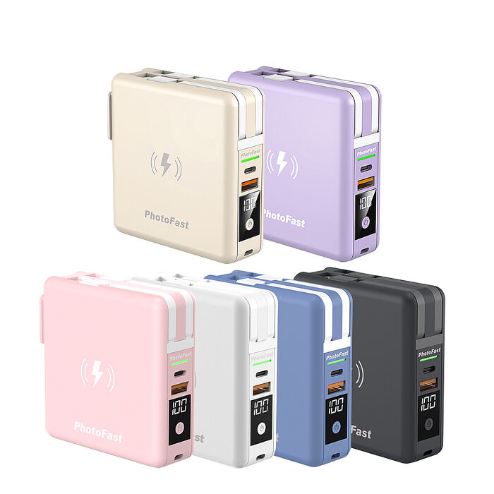 Photofast 磁吸版 多功能五合一萬用充10000mAh (無線充電/自帶線旅行充/行動電源) (搶購)