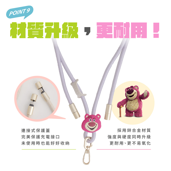 Disney迪士尼 65W 二合一急速充電手機掛繩組 (附造型夾片)
