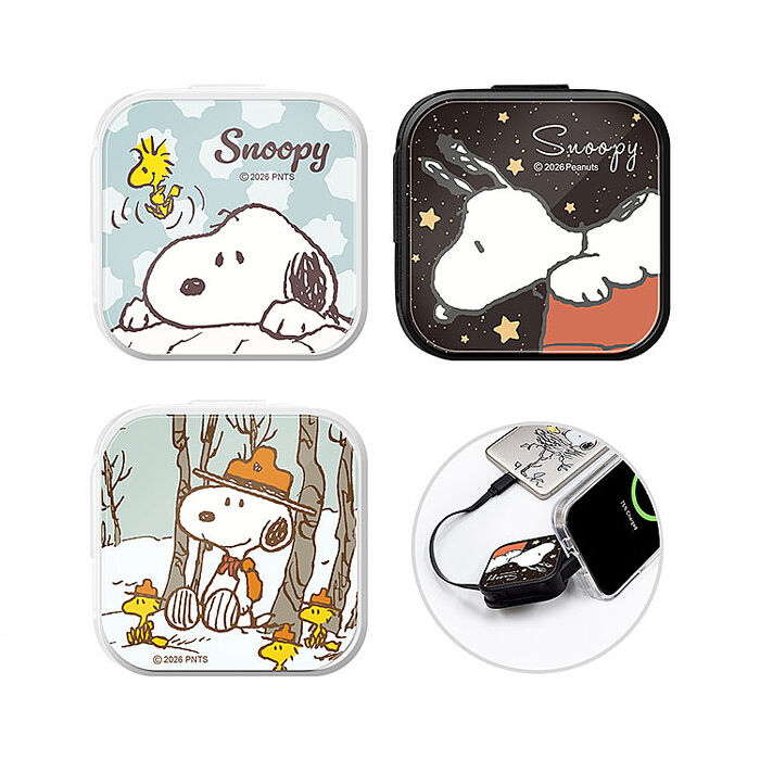 SNOOPY史努比 65W 玻璃單拉 TypeC傳輸伸縮充電線