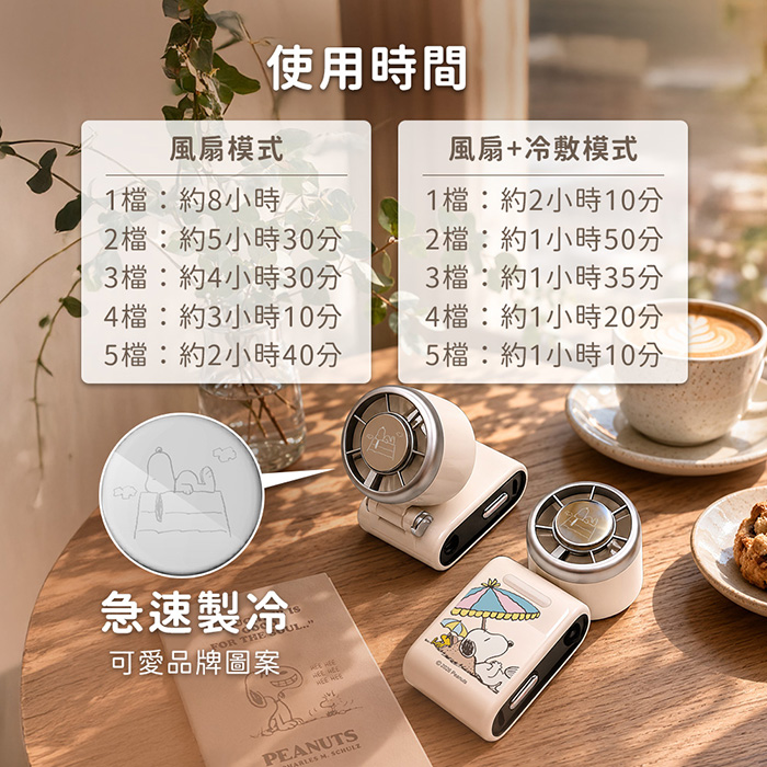 SNOOPY史努比 迷你數顯冰風扇 (手持/掛脖/桌面)