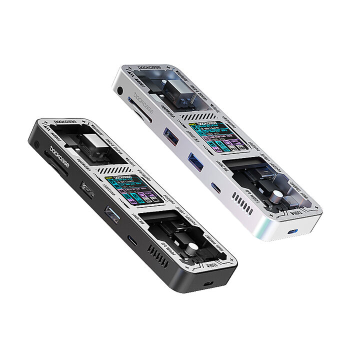 Dockcase 10合1 HUB 集線器/轉接器 4K高畫質影音轉換器 RJ45網路孔 HDMI 100W 液晶顯示 即時監控速度