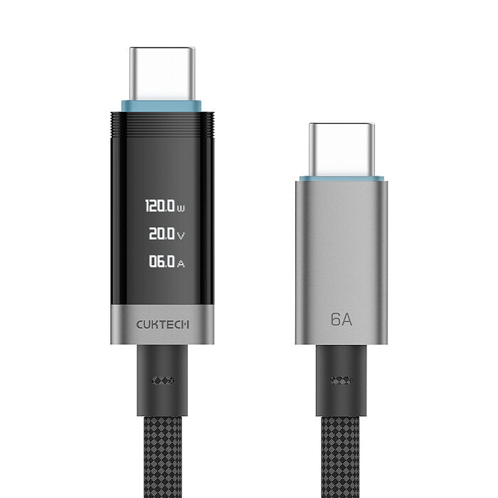 CUKTECH 酷態科 6A 240W Type-C轉Type-C 數顯電能 編織線 150cm CTC615P (3入組)