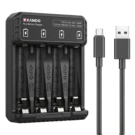 Kando NL4 3號/4號 鋰電/鎳氫 智能四槽充電器 可充1.5V鋰電池 1.2V鎳氫電池 AA AAA 充電器
