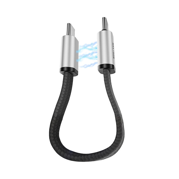 2入組 Kamera USB4 16K 80Gbps 240W PD3.1 雙Type-C 充電傳輸磁吸編織線 黑色 (18CM)