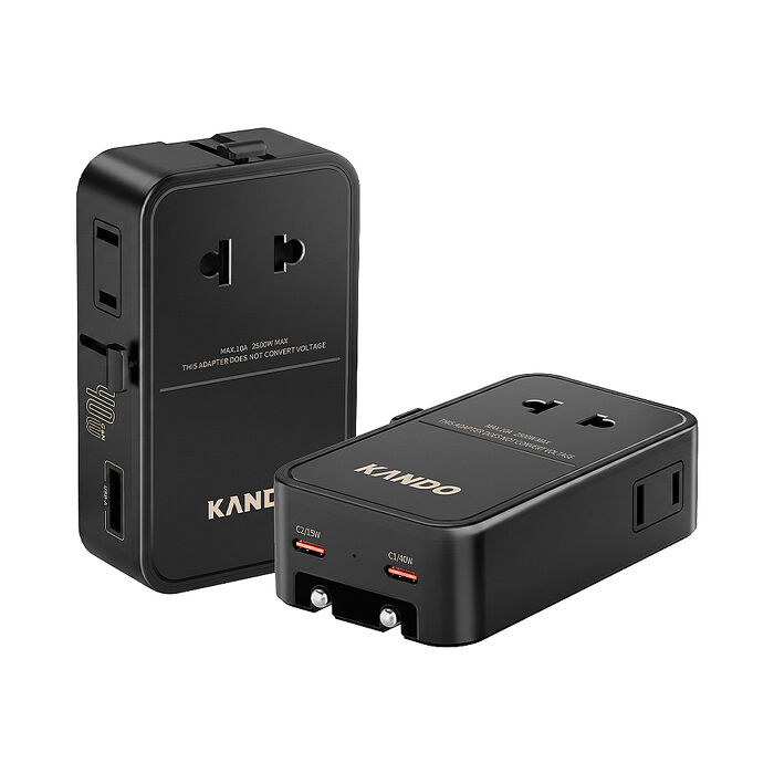 Kando KA-40W 多國轉換插頭 萬用插頭 USB+雙Type-C 全球通用 國際轉換插頭 萬國旅行充 旅行轉接頭 多國旅行充電器