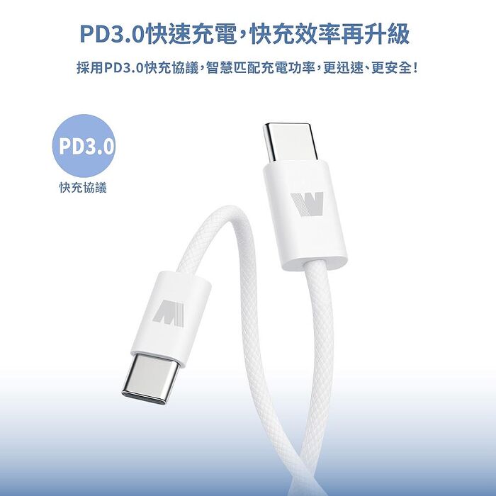 Wephone  C to C 60W PD3.0 尼龍編織充電傳輸線1.2M